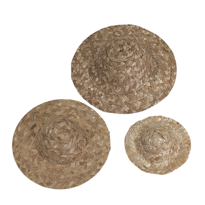Woven Natural Straw Hat  - Set of 3