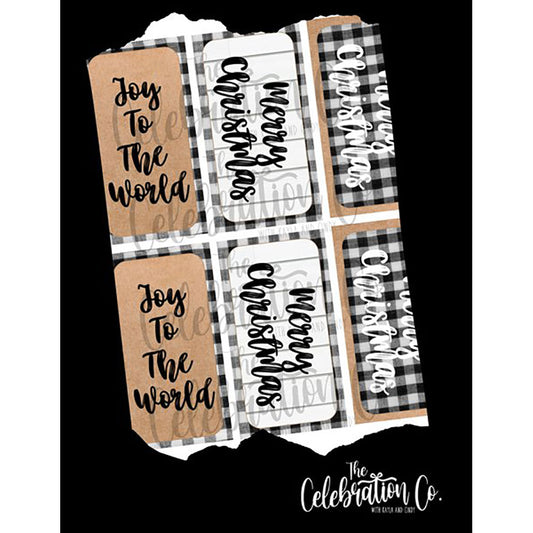 Printable Christmas Gift Tags - Black and White Gingham - The Celebration Co.