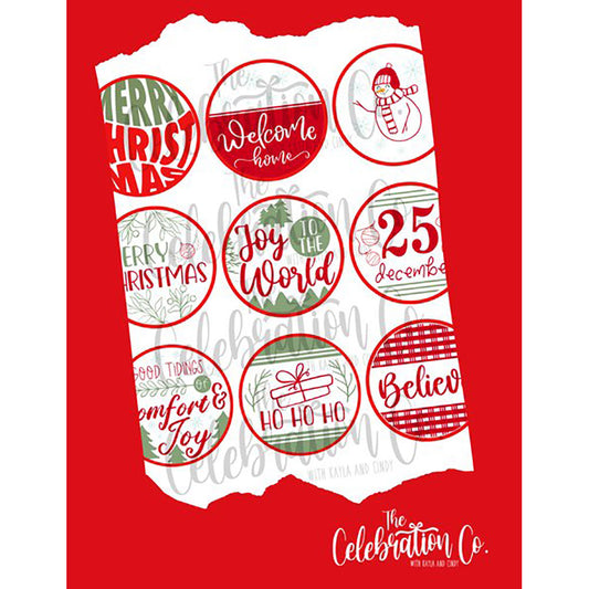 Printable Christmas Gift Tags - Red, Green, and White - Round - The Celebration Co.