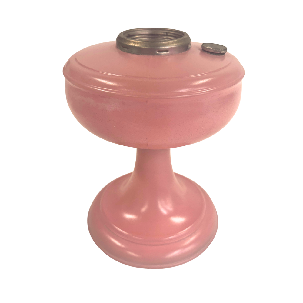 Vintage Pink Satin Glass Oil Lamp with Pedestal Base-  vintage- The Celebration Co.