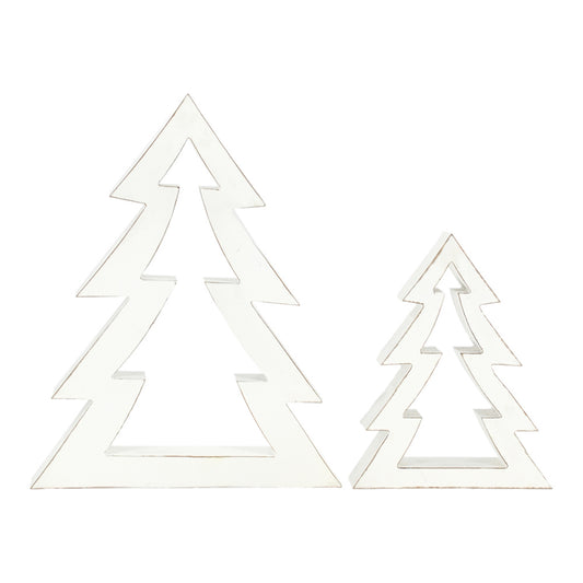 Set of 2 White Tree Cutouts