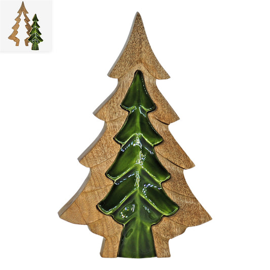 3D Wood and Green Enamel Tree - Large