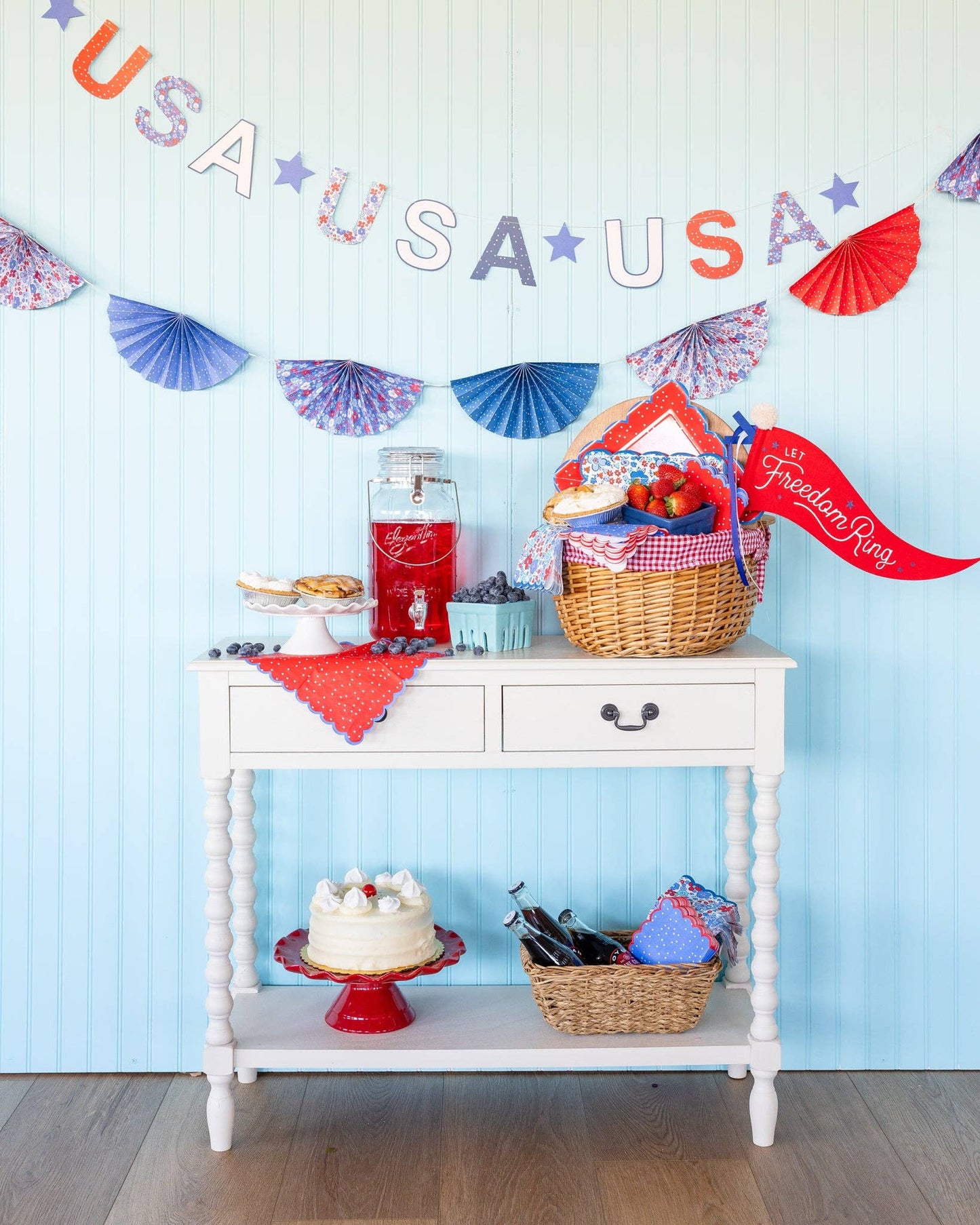 Floral USA Banner-  Party- The Celebration Co.