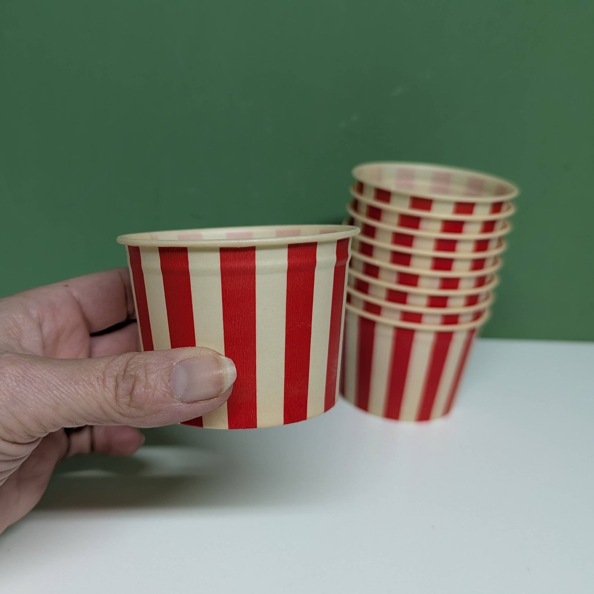 Red striped ice cream cup-  vintage- The Celebration Co.