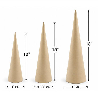 Paper Mache Cones – Set of 3-  Paper Mache- The Celebration Co.