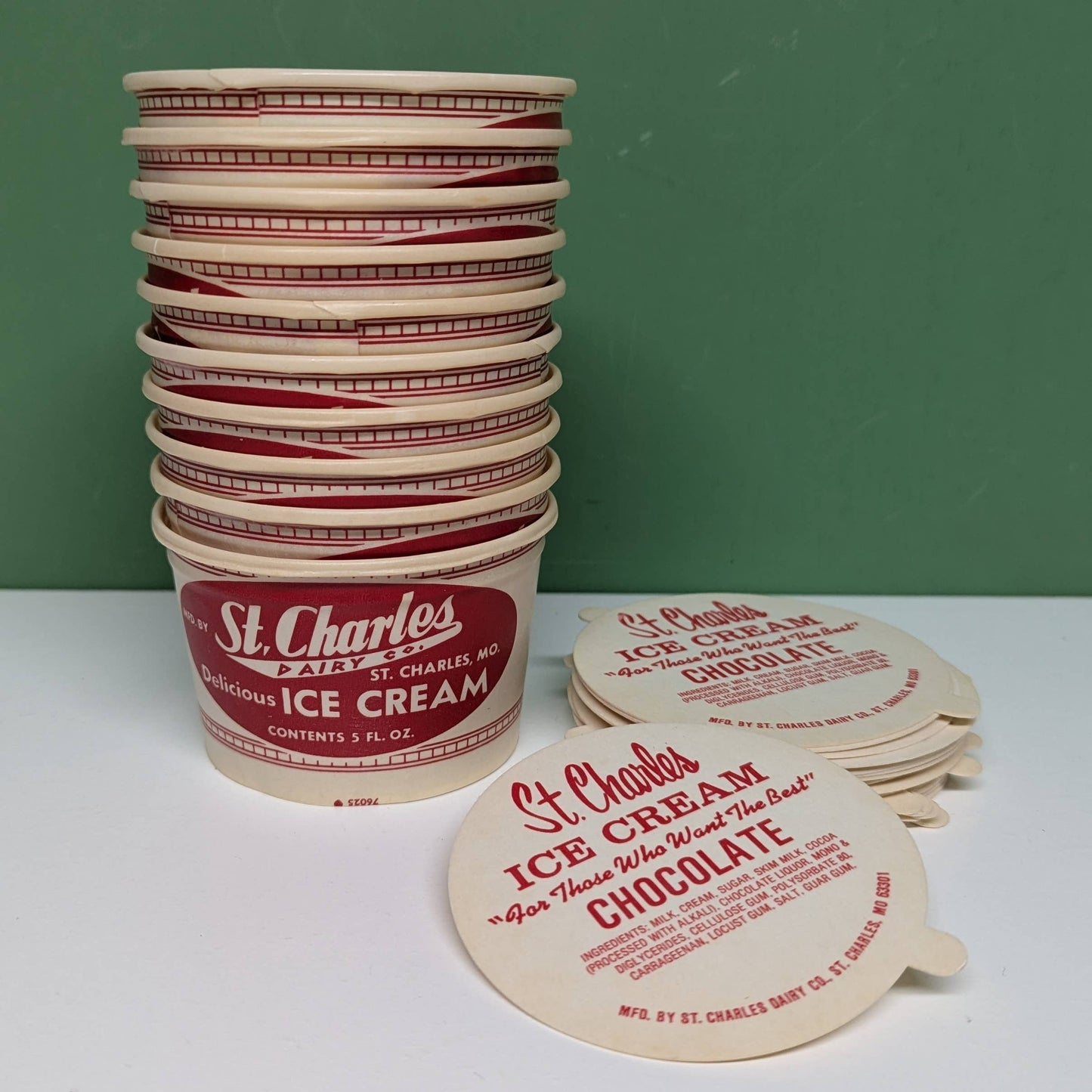 Vintage St Charles Chocolate ice cream cup w/ lid-  vintage- The Celebration Co.