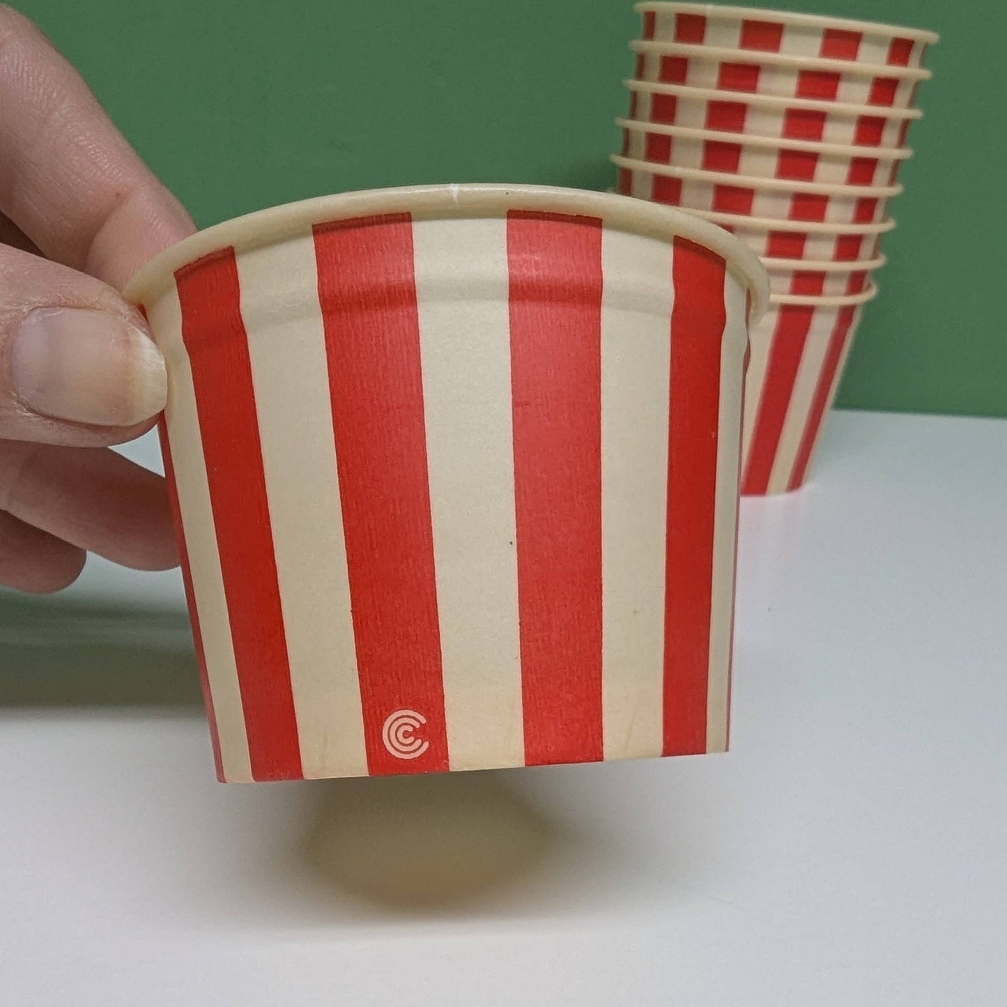 Red striped ice cream cup-  vintage- The Celebration Co.