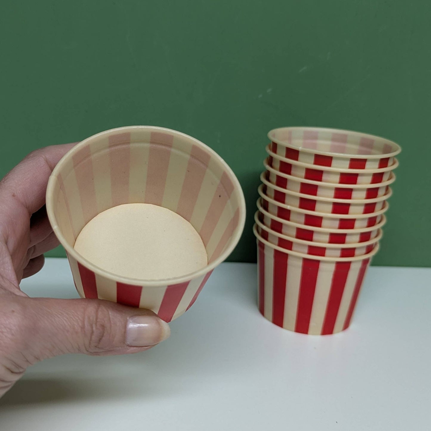Red striped ice cream cup-  vintage- The Celebration Co.
