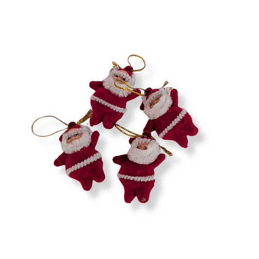 Retro Flocked Santa Christmas Holiday Ornament-  Embellishments- The Celebration Co.