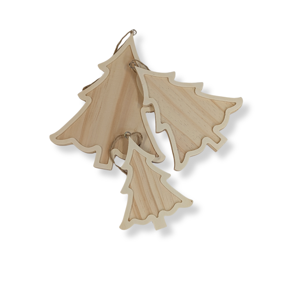 Unfinished Wood Christmas Trees w/ Inlay-  Surface- The Celebration Co.